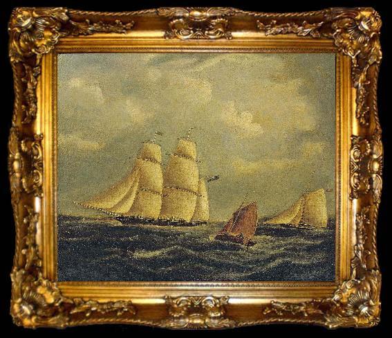 framed  James Edward Buttersworth An armed brig and cutter in the Channel, ta009-2